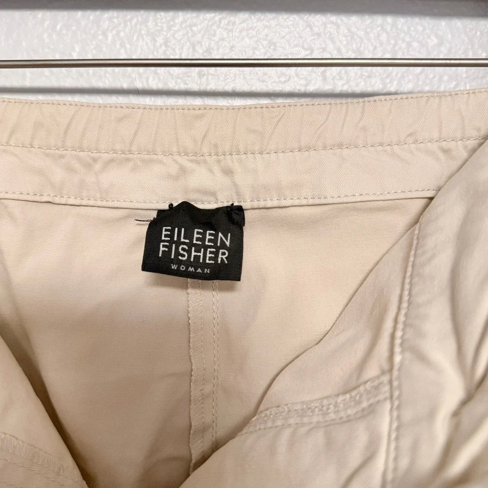 Eileen Fisher Woman Pants 2X Beige Cotton Crop Trousers Relaxed Quiet Luxury